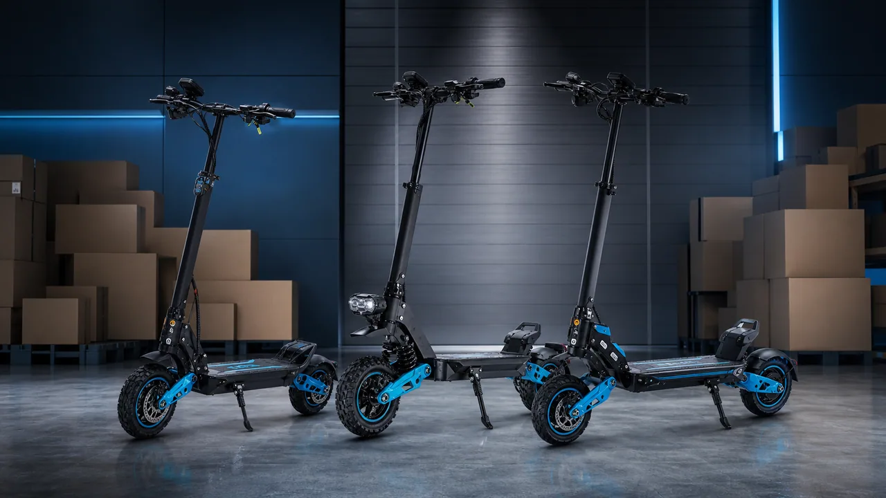 Finished electric scooters prepared for white-label branding