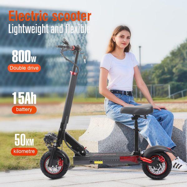 Electric Scooter Adults, 800W Motor, 48V 15AH Battery, 10" Off Road vacuum tyre,Foldable