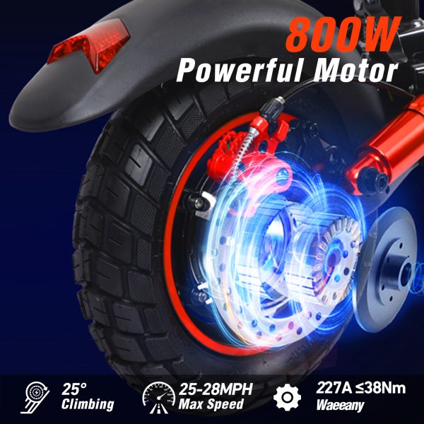 Electric Scooter Adults, 800W Motor, 48V 15AH Battery, 10" Off Road vacuum tyre,Foldable