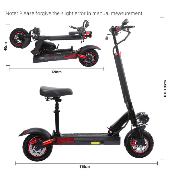 Electric Scooter Adults, 800W Motor, 48V 15AH Battery, 10" Off Road vacuum tyre,Foldable