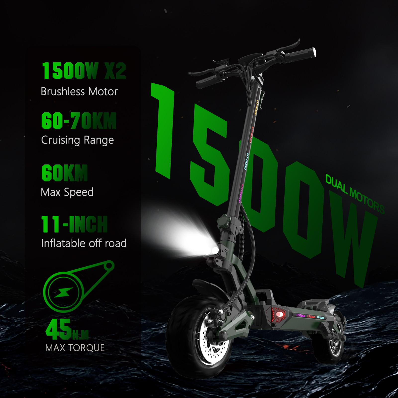 FIT-Z6 Pro Aluminum alloy/Foldable 60V1500W*2 / 38N.M 60V23AH 25/45/60km/h 60-70km - Image 3