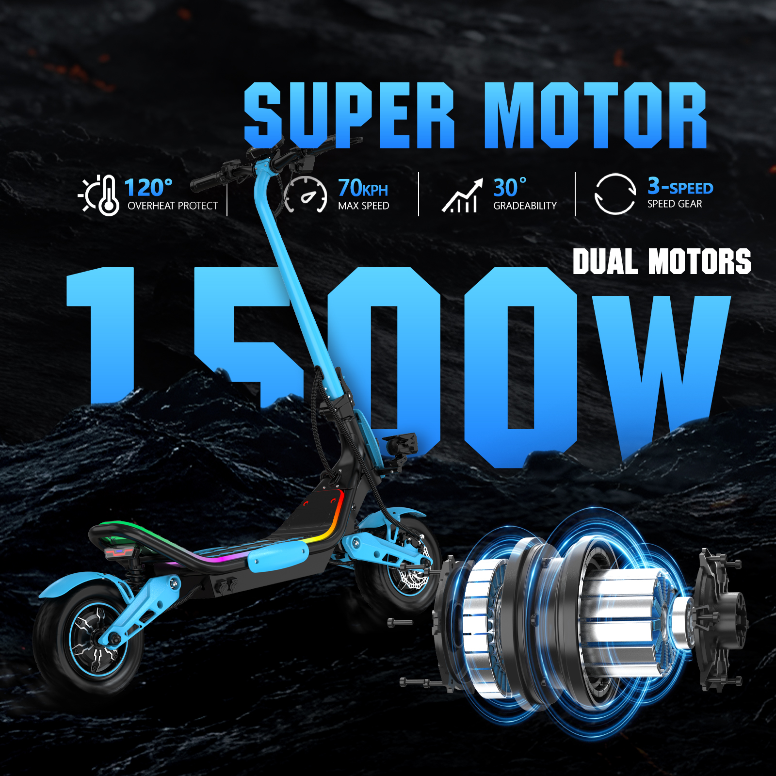 LIT-Z3 Carbon steel/Foldable 60V1500W *2 / 38N.M 60V23Ah 25/45/70km/h 55-70km - Image 8