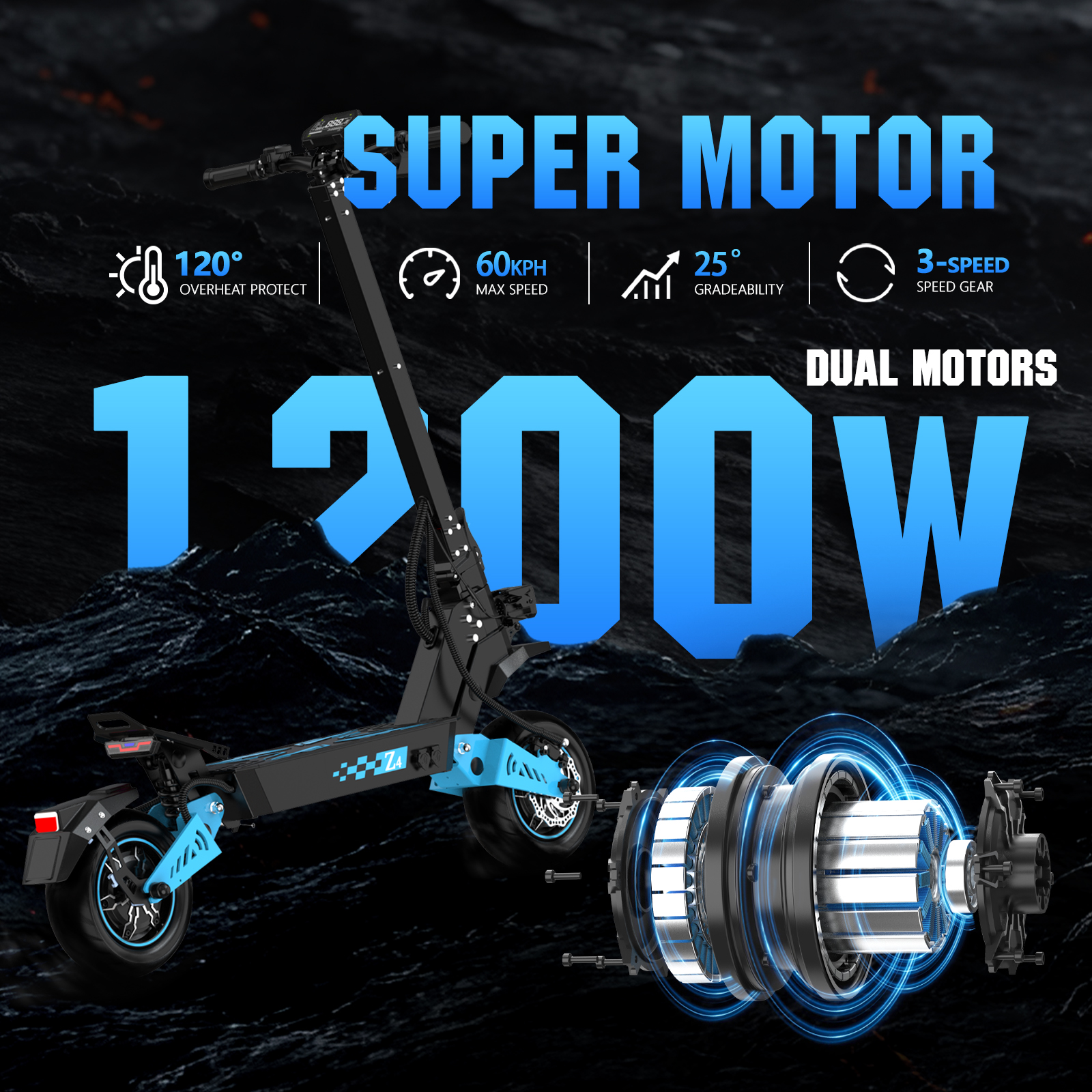 LIT-Z4 Aluminum alloy/Foldable 48V1200W *2 / 35N.M 48V23Ah 25/45/60km/h 55-70km - Image 8