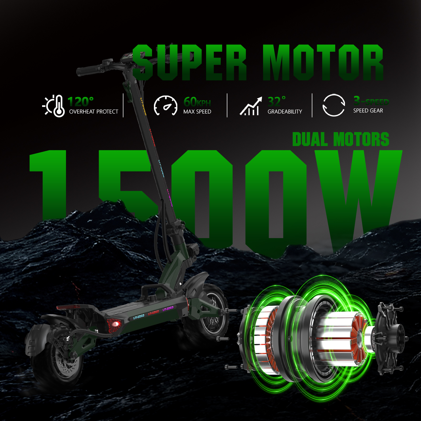 FIT-Z6 Pro Aluminum alloy/Foldable 60V1500W*2 / 38N.M 60V23AH 25/45/60km/h 60-70km - Image 7